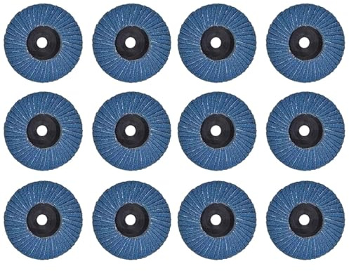 NIYATA Lot de 12 Disques Abrasifs à Lamelles - 75 mm - Grain 120 - Métal, Acier, Bois - Bleu