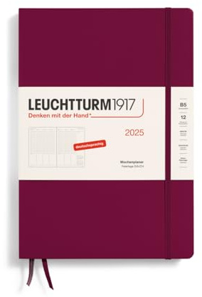LEUCHTTURM1917 370582 Wochenplaner Composition (B5) 2025, Port Red, Deutsch
