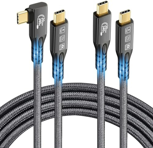 2 piezas de cable USB C 3.2 Gen2x2 20Gbps, tipo C 4K@60Hz UHD Video 5A/240W PD3.1 Carga rápida con E-Marker Compatible con Thunderbolt 3/4 para MacBook Pro (2, USB3.2 20G 240W 2M 2 piezas)