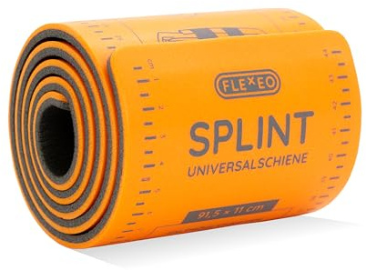FLEXEO Splint-skena (rullad) 91,4 x 11 cm – för fixering och stabilisering av skador – immobilisationsskenan är genomsläpplig, kan skäras till och återanvändas