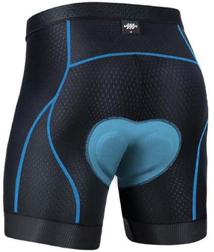 SPEEDCYC Cykelunderkläder för män cykelshorts 4D vadderad cykel MTB foder shorts ficka med halkskydd bengrepp, BLÅ, L