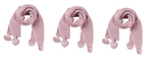 WRITWAA 3St Kinder warmer Schal flauschiger Kugelschal Winterschal für Kinder schal Schals für halstuch schalmütze mode pinkes halstuch Wollschal Rosa