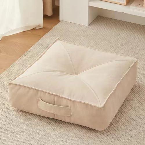 YOUGANG Cojín elevador extra grueso de 15 cm, redondo/cuadrado, 100% algodón, para sillón, coche, oficina, cojín de silla para ancianos postoperatorios, silla de ruedas (cuadrado beige, 60 x 60 x 15