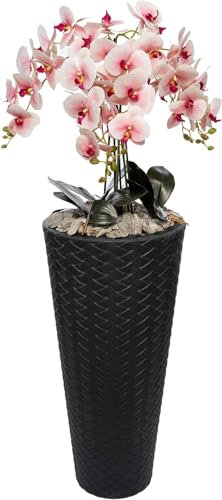 Generisch Orchideentopf Kunstblumen sehr groß 140cm hoch Home Deko Glamour Schwarze Flechtmuster Dekovase Rezeption Wohnzimmer Geschäft wie Echt (Rosa)
