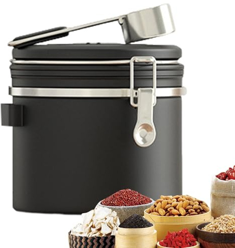 Rrlihjgu Boîte à café hermétique,boîtes à café avec couvercles hermétiques - Récipient à café hermétique avec cuillère | Récipient à café moulu, pot à café en acier inoxydable 304 pour grains de café
