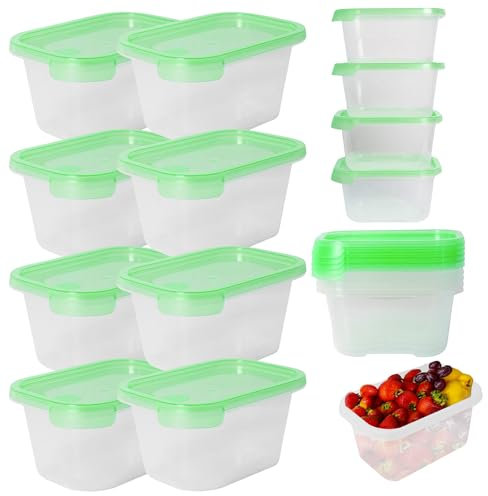 Mypicompany. Contenitori ermetici per alimenti, 8 pezzi (8 x 750 ml)contenitore adatti per microonde e lavastoviglie. Plastica con coperchio verde