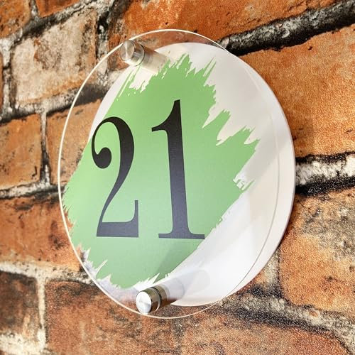 Personalisierbares Adressschild mit Hausnummern und Straßennamen aus Acryl, Auswahl an Schriftarten und Farben, personalisierbares Hausnummernschild, inklusive Zubehör zur Befestigung (grün)