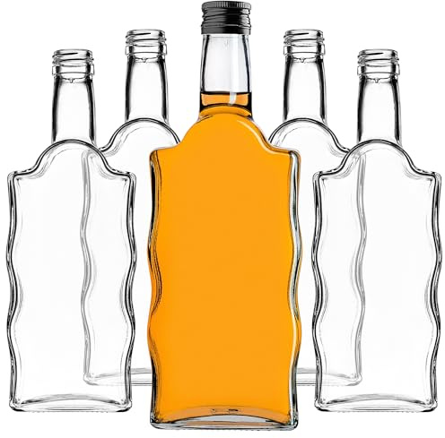 KADAX 50er Set Glasflaschen 500ml mit Schraubverschluss Schwarz – Leere Flaschen zum Befüllen für Saft, Likör, Öl, Essig & Sirup, Refillable Glass Bottles