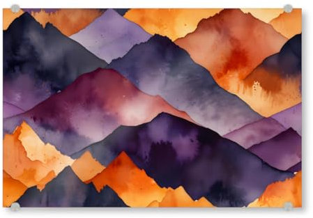 artboxONE Acrylglasbild 30x20 cm Natur Bemalten Gipfel Bild hinter Acrylglas - Bild Natur aquarell Berge
