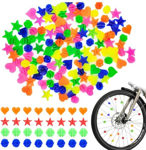 OHREN 128 Stück Fahrradspeichen Dekorationen, Fahrrad Zubehör Kinder, Reflektierende Speichenklicker, Speichenperlen für Mädchen und Jungen (Bunten)