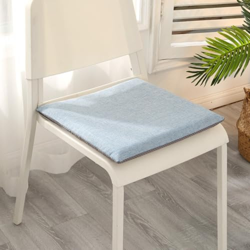 Haklein Square Memory Foam Seat Pad with Ties, Non-Slip Stool Mat Car Cushion, Breathable Booster Seat Cushion for Home Office Car, Supports Your Hips (45 * 45cm,Light Blue)
