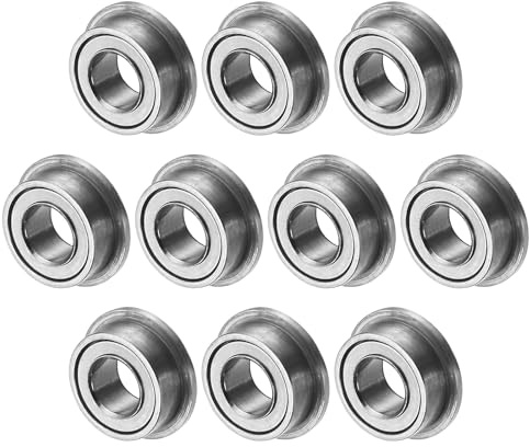 M METERXITY 10-Pack MF63ZZ Flanged Ball Bearing, 3 x 6 x 2.5mm Double Metal Shielded Chrome Steel (GCr15) Flange Rip Bearings for Wheelbarrow/Printer/Fax Machines/Power Tools
