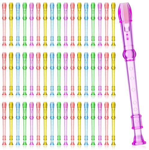 Lukmaa 100 Pieces Mini Translucent Soprano Recorder Plastic 6 Hole Soprano Descant for Kids Bulk Baroque Style Musical Recorders Bulk for Beginners Kids Flute