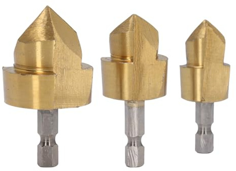 PPR Pipe Reamer Drill Bit Set 3Pcs, Step Drill Bits with 1/4 Hex Shank, Plastic Pipe Expander Tool for Hole Enlarging Deburring PPR Pipes High Carbon Steel Ti Coated