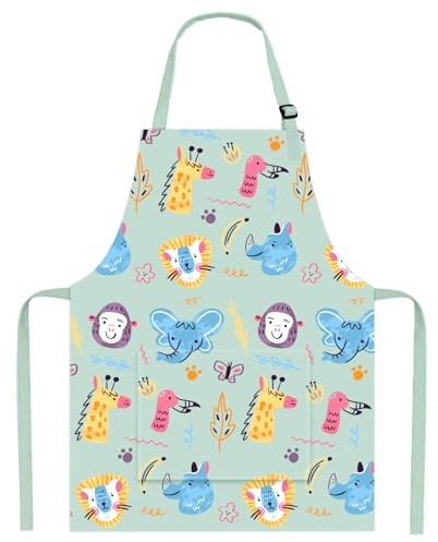FUKPO Kinderschürze Mädchen Jungen, Schürze Kinder Polyester Baumwolle Schule Malen Bemalen Garten Basteln Kochschürze Kinderschürzen Personalisiert, Backschürze Malkittel Küchenschürze(2~6 Jahre)