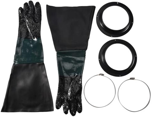 Sunmeit Sandblasting Gloves Sandblaster Parts 60cm with O Rings for Sandblast Cabinet