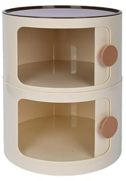 Table de chevet nordique ronde en plastique avec portes coulissantes 2/3 tiroirs commode armoire de rangement pour chambre à coucher nizer multifonction avec 2 étagères