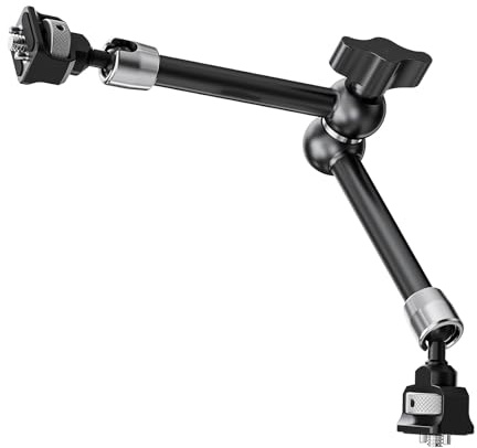 1. Bras réglable de 17,8 cm/27,9 cm avec tête et super pince pour moniteur reflex numérique/stabilisateur d'appareil photo reflex numérique avec têtes sphériques