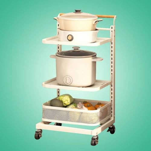 Padella bianca per armadio da cucina angolare con supporto per coperchio, 3 piani e 1 cestino, soluzione per riporre pentole, padelle e coperchi, salvaspazio