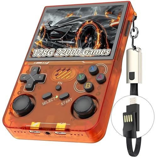 Console Di Gioco Portatile Retrò R36XX, Sistema Linux Open Source, 22000 Giochi Classici 12 Emulatori, Schermo IPS OCA Da 3,5 Pollici, Console Portatile Per Videogiochi-Orange||128GB