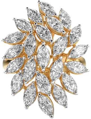 Bague cocktail en argent sterling 925 plaqué or avec moissanite, forme marquise, bijou de luxe fait main pour femme | LKJR_0528