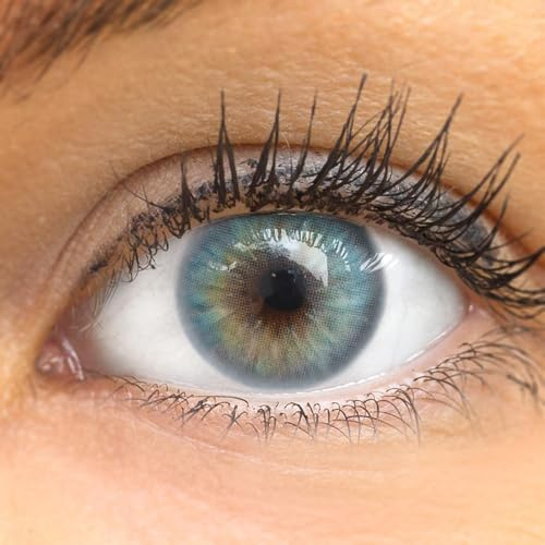 GLAMLENS Paola Blue (Blau) - Natürlich Aussehende Dezente Farbige Kontatklinsen ohne Stärke - 3 Monate farbig