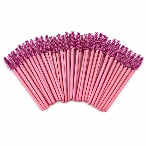 BOULTON Eyelash Brush – 50pcs | Disposable Eyelash Brushes Lash Extension Brushes Mascara Wands | Mascara Wand Eye Brow Brushes Spooly Eyelash Brush | Spoolies Make Up Brushes (Pink/Purple)