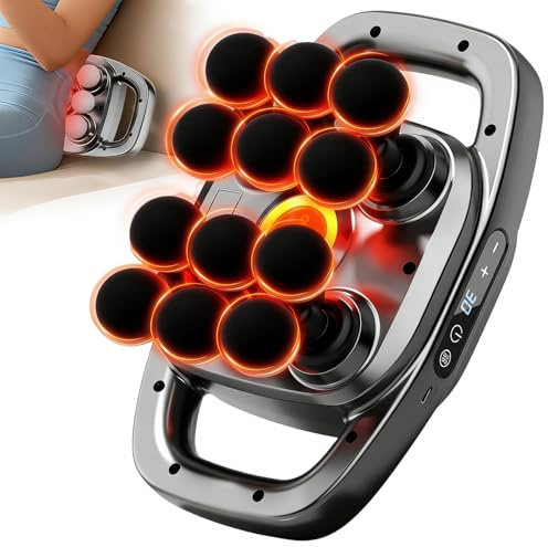 AURIVEE Pistola Massaggiante 12 Teste Tessuto Profondo per Schiena Gambe Collo con Calore 9 Modi 9 Intensità Silenzioso 35dB Massaggiatore Corporeo
