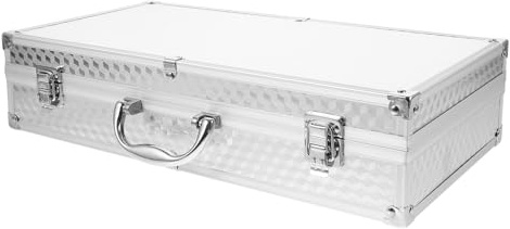 HOMOBABE Estuche de Aluminio Rígido para 2 Micrófonos Inalámbricos de Mano, Maletín Portátil Blanco Acolchado Interior para Protección, Maletín de Transporte para Karaoke Portátil