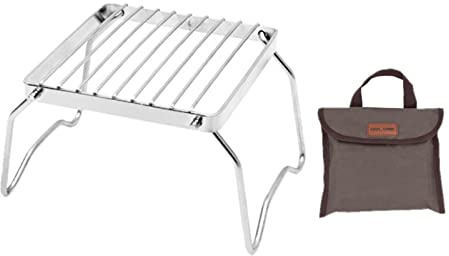DimyFew Mini Faltgrill für Lagerfeuer, Grillrost Aus Edelstahl, Tragbarer Campinggrill mit Beinen für Picknicks, Rucksackreisen Und Outdoor Aktivitäten