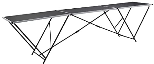 Molumvel Mesa plegable para empapelar de 300 x 60 cm, mesa multifunción con regla, estable mesa de camping de MDF y aluminio para manualidades, trabajos de empapelado, jardín