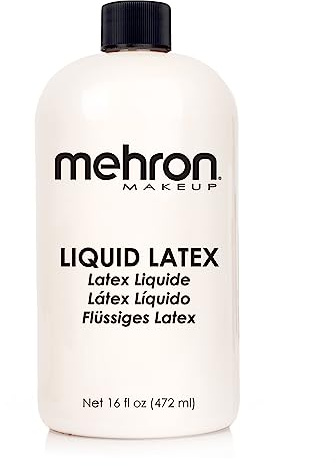 Mehron Make-up Liquid Latex Clear | SFX-Make-up | Latexkleber für die Haut | Prothesenkleber (472 ml)
