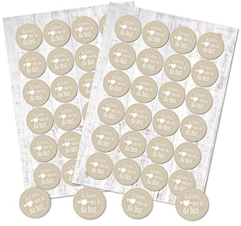 Logbuch-Verlag 48 Schön dass du da bist Sticker beige creme weiß Ø 4 cm Aufkleber Hochzeit Taufe Geburtstag alle Feste