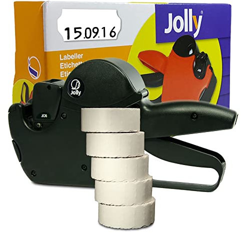 Preisauszeichner Set Jolly C6 inkl. 5 Rollen 26x12 Preisetiketten - weiss permanent | Auszeichner Jolly | HUTNER