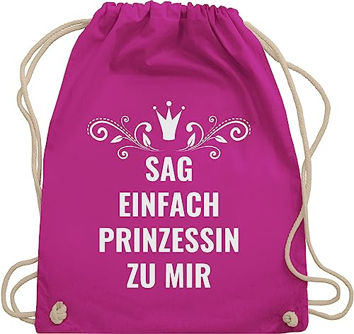 Turnbeutel Rucksack - Sprüche Statement - Sag einfach Prinzessin zu mir I - Unisize - Fuchsia - beutel mit lustigen sprüchen festival-bag statements motto stoffbeutel festival tasche sprüchen￼