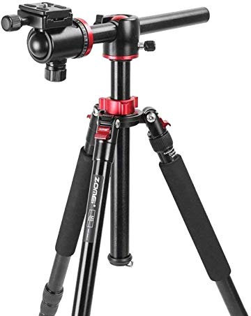 Zomei M8 Profesional Trípode de aluminio horizontal con brazo de extensión monopie, 360 ° cabeza de bola y 90 ° columna central giratoria para todos DSLR DV Camcorder Proyector