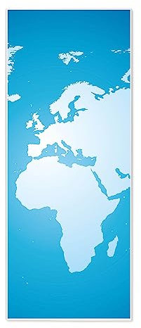banjado® Magnettafel 30 x 75cm / Magnetwand aus Metall/Magnetpinnwand als Memoboard/Pinnwand Magnettafel Küche, Büro, Kinderzimmer inkl. 4 Magnete & Montageset - Motiv Weltkarte