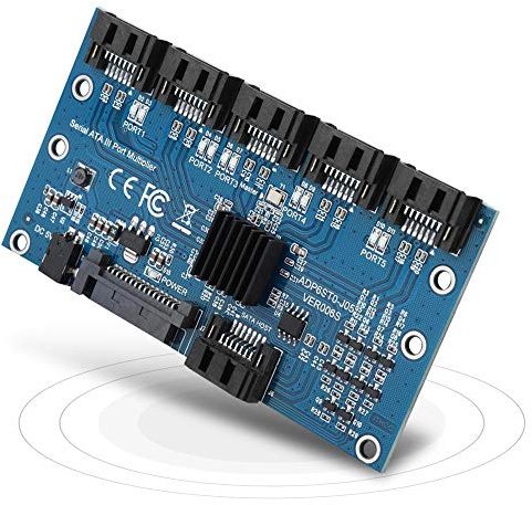 SATA3.0-Karte, ADP6ST0-J05 6-Port 6,0 Gbit/s SATA III 1 bis 5-Erweiterungskarte für WINXP WIN7 WIN8 WIN10, SATA 7PIN-Festplattenadapter-Konverter-Motherboard für Desktop-PC