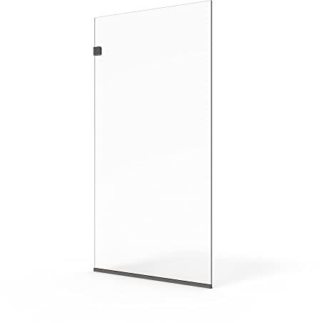 Fab Glass And Mirror Frameless Fixed Tempered Glass Shower Door, 3/8 Thick Water Repellent, Stain Resistant, Easy Clean 24 X 60 Brushed Nickel