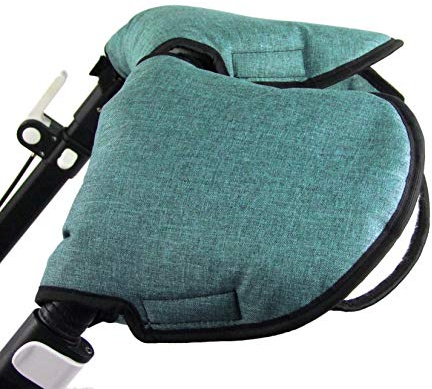 BAMBINIWELT universaler Muff Handwärmer Handschuhe für Kinderwagen Buggy Jogger mit Wolle 2-TEILIG MELIERT (olive meliert) XX