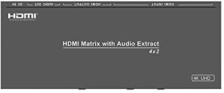 /G Splitter HDMI Convertitore switcher HDMI 4X2 Matrice HDMI con Estrazione Audio Telecomando IR Ottico e analogico