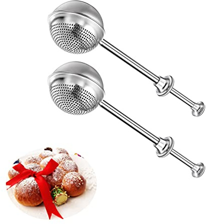 Belivo 2PCS Powdered Sugar Shaker for Baking, Flour Sifter Dusting wand with Spring Handle One-Handed Operation for Sugar,Flour and Spices, Meringue Powder, Cake baking gadget