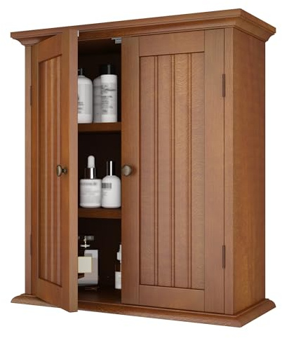 ChooChoo Bathroom Wall Cabinet, Over The Toilet Space Saver Storage Cabinet, Medicine Cabinet with 2 Door and Adjustable Shelves, Cupboard, Rustic