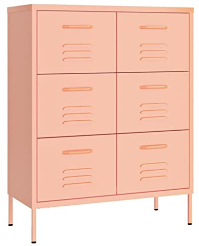 Aktenschrank Industriell Schubladenschrank Büroschrank Werkzeugschrank Metallschrank Stahlschrank Lagerschrank Materialschrank Schrank 80x35x101,5 cm Rosa