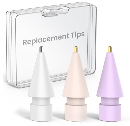 Delidigi Replacement Tips for Apple Pencil 2nd/ 1st Generation, Upgraded Longer Metal Wear-Resistant Pen Like Nibs, Fine Point Precise Control Tips for iPad Pencil Pro/USB C(3 Pack, White+Pink+Purple)