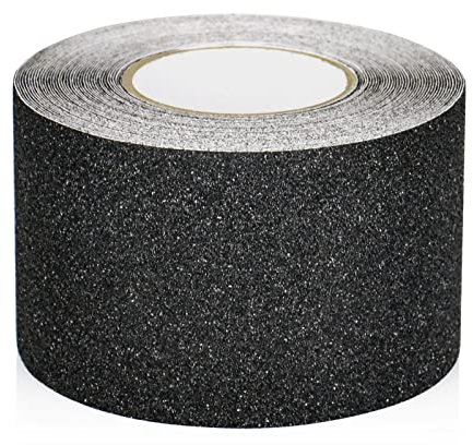 BOMEI PACK Antirutsch Klebeband Streifen mit Selbstklebend, 10cm x 15m Treppe Stufen Band Kleber Rutschfest Klebeband, Hohe Traktion für innen- und Außenbereich Schwarz Wasserfest
