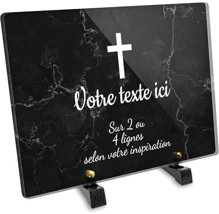 OCAP-FUNERAIRE.COM Plaque funéraire Rectangle Personnalisable en plexi Motif Croix Chrétienne, différentes Tailles, épaisseur 6mm, personnalisée sur Plusieurs Lignes 30x20 cm