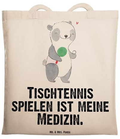 Mr. & Mrs. Panda Tragetasche Panda Tischtennis - Geschenk, Ballsport, Tote Bag, Bund, Baumwolltasche, Strandtasche, Shopping Tasche, Verein, Stoffbeutel