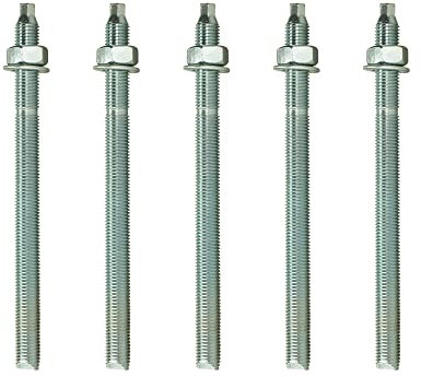 Isolbau Ankerstangen M10 x 130 mm - 5 Stück ETA Zulassung Gewindestange Verbundanker verzinkt mit Mutter & Unterlegscheibe Schwerlast-Anker Schwerlast-dübel