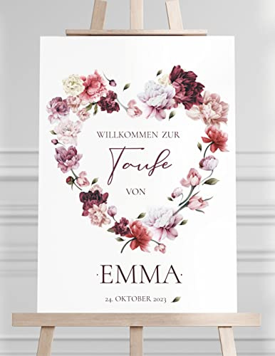 Manschin-Laserdesign Willkommensschild Aluverbund personalisiert - Made in Germany - Welcome Willkommen Schild für Taufe, Geburtstag, Firmung, Kommunion, Konfirmation (80x55cm)